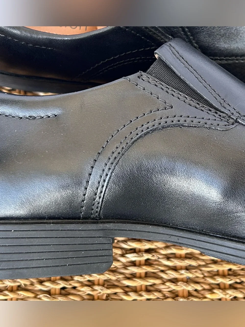 Clarks‎ Men’s Whiddon Step Loafer Leather Slip On Double Gore Black Size 8W